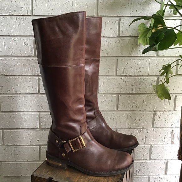 Vince Camuto Tall Brown Leather Riding Kallie Boot - Picture 1 of 10